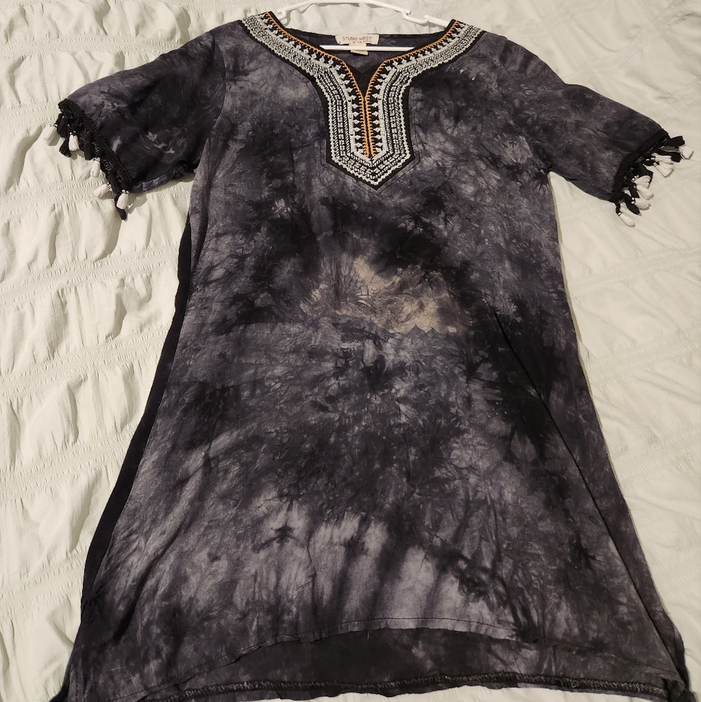 Black tye die swim cover up | Large